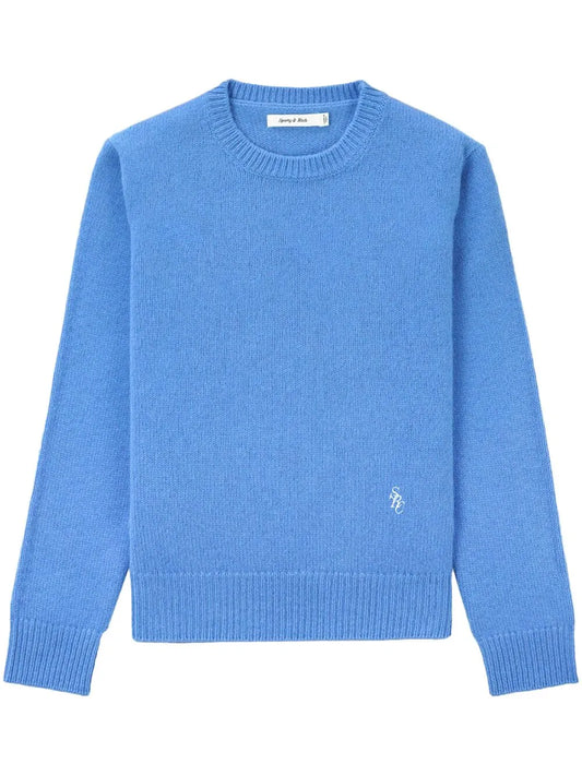 Embroidered-Logo Fine-Knit Sweater