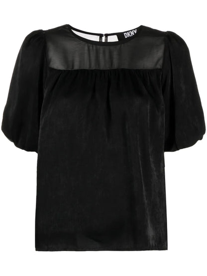 Ruched-Detail Short-Sleeves Blouse