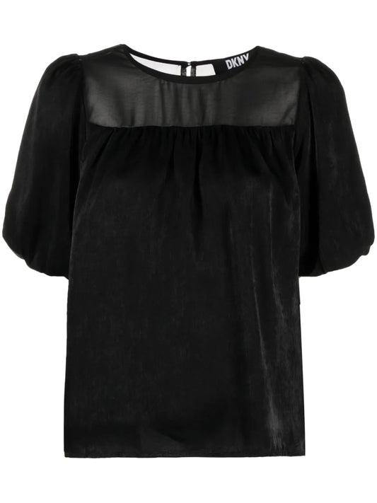 Ruched-Detail Short-Sleeves Blouse