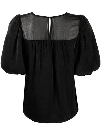 Ruched-Detail Short-Sleeves Blouse