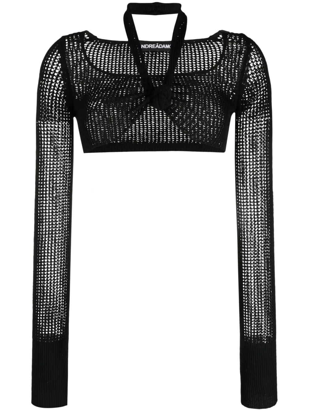 Long-Sleeve Knitted Crop Top