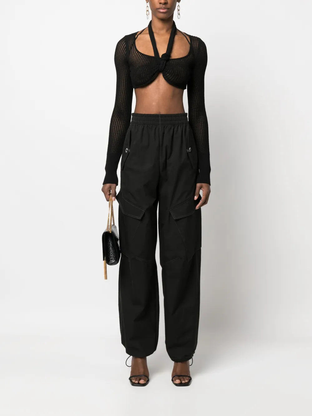 Long-Sleeve Knitted Crop Top