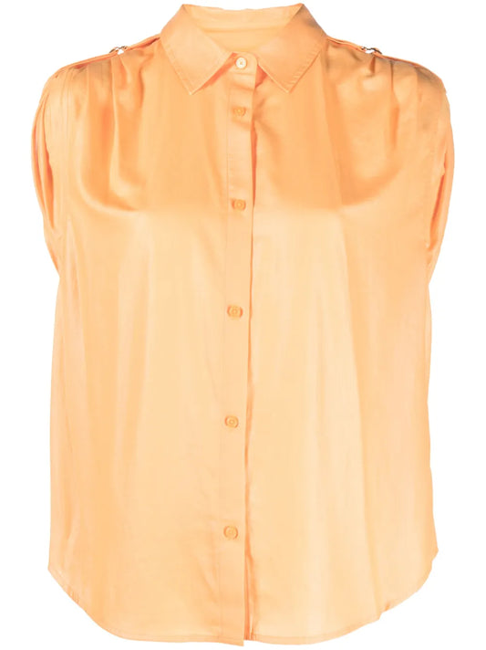 Shoulder Roll-Tab Blouse