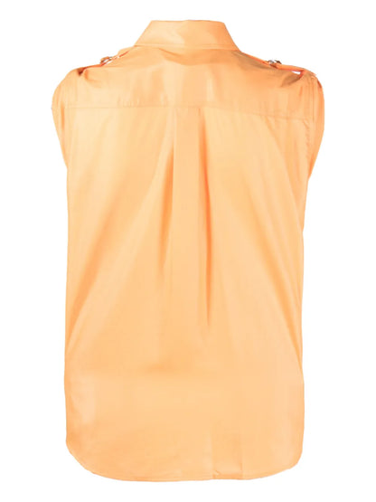 Shoulder Roll-Tab Blouse