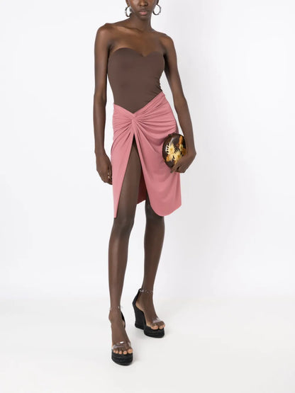 Asymmetric Gathered-Detail Skirt