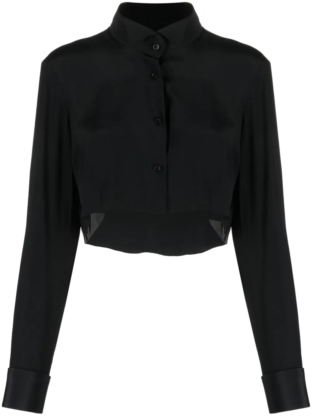Split Silk Cropped Shirt