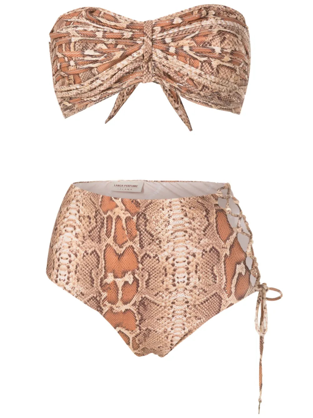 Snakeskin-Print Tie-Fastening Bikini