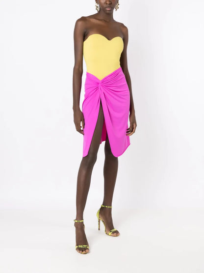 Asymmetric Gathered-Detail Skirt