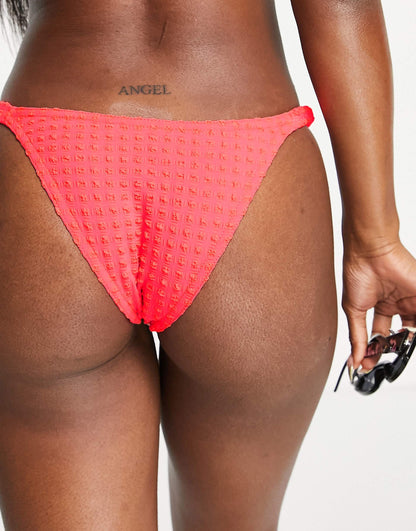 Ruched Seersucker Bikini Bottoms