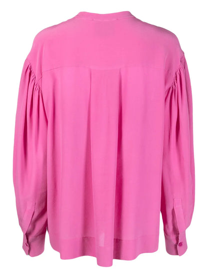 Long-Sleeve Silk Blouse