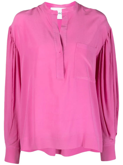 Long-Sleeve Silk Blouse