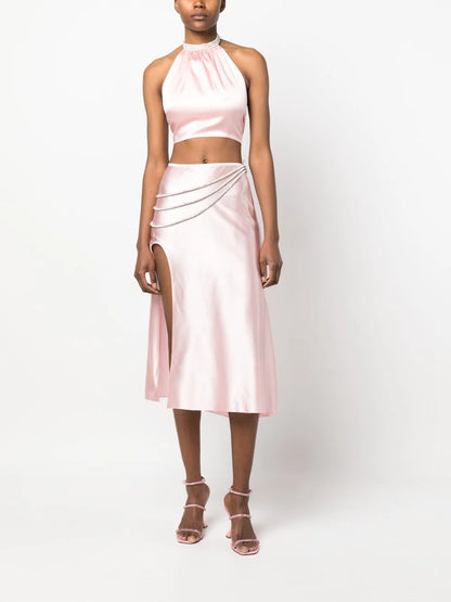 Laetitia Rhinestone-Embellished Midi Skirt