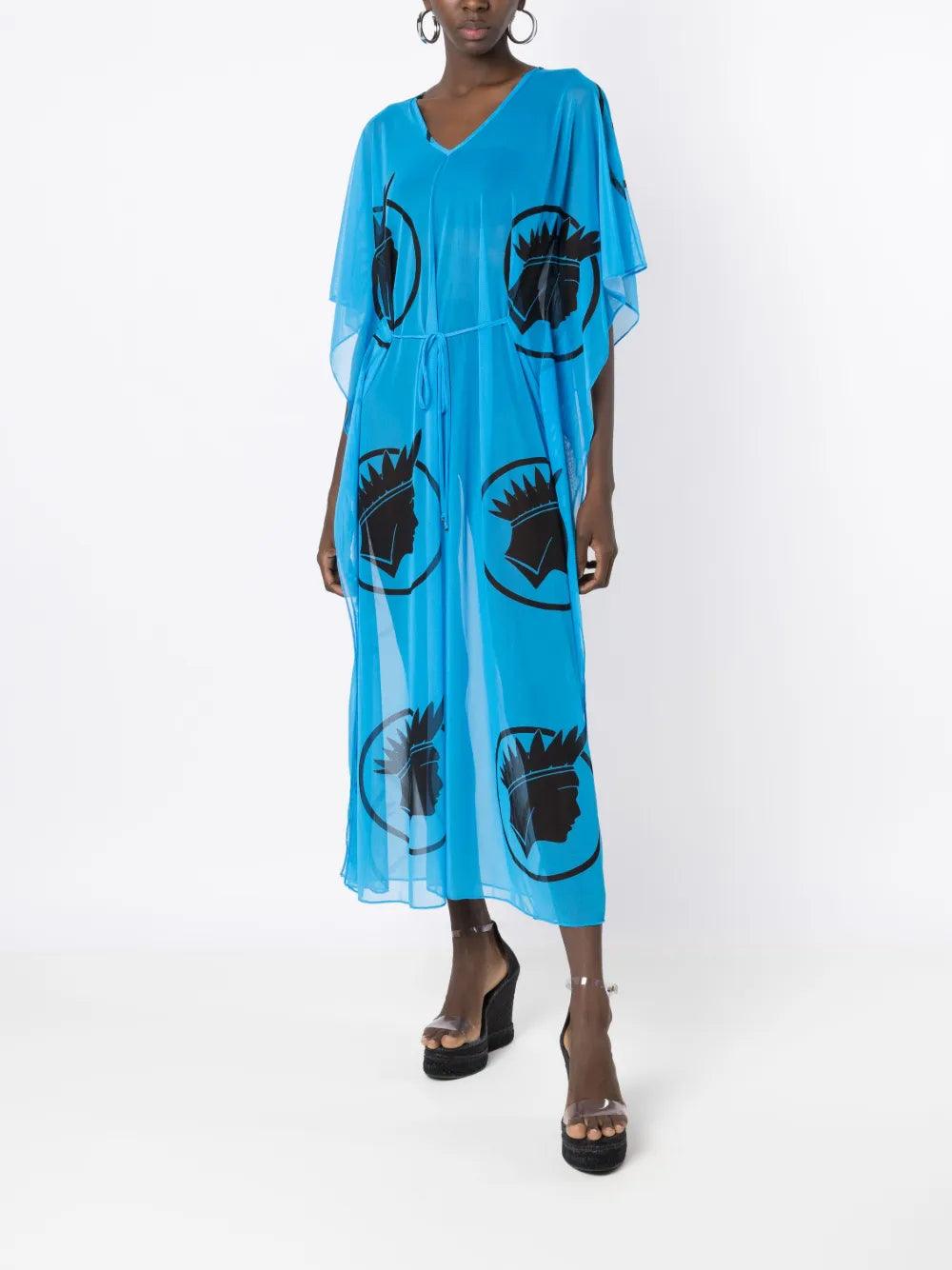 Semi-Sheer Tied-Waist Dress