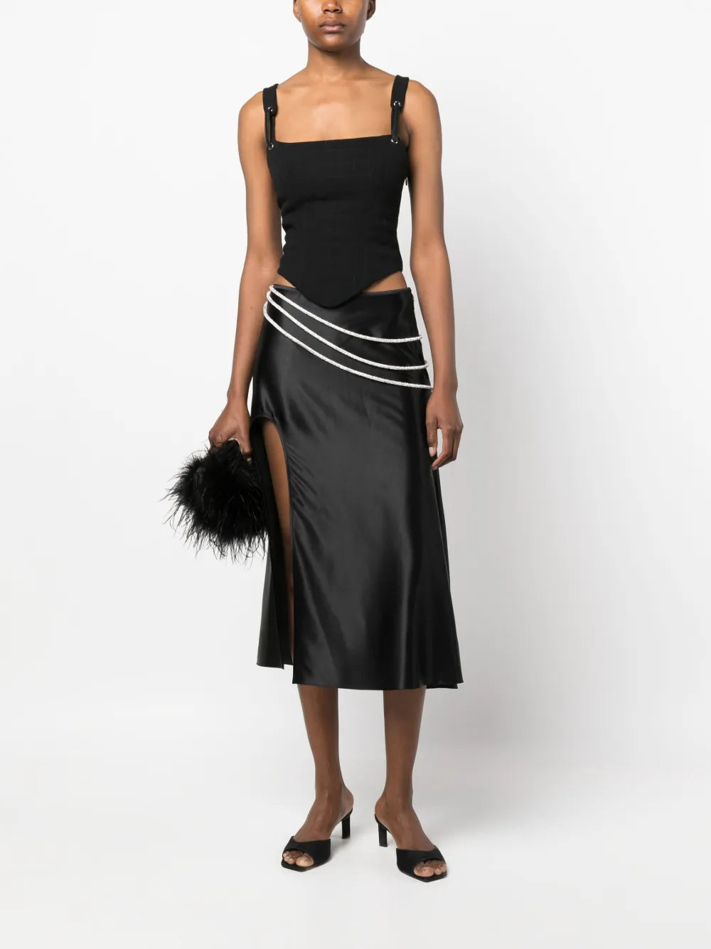 Laetitia Rhinestone-Embellished Midi Skirt