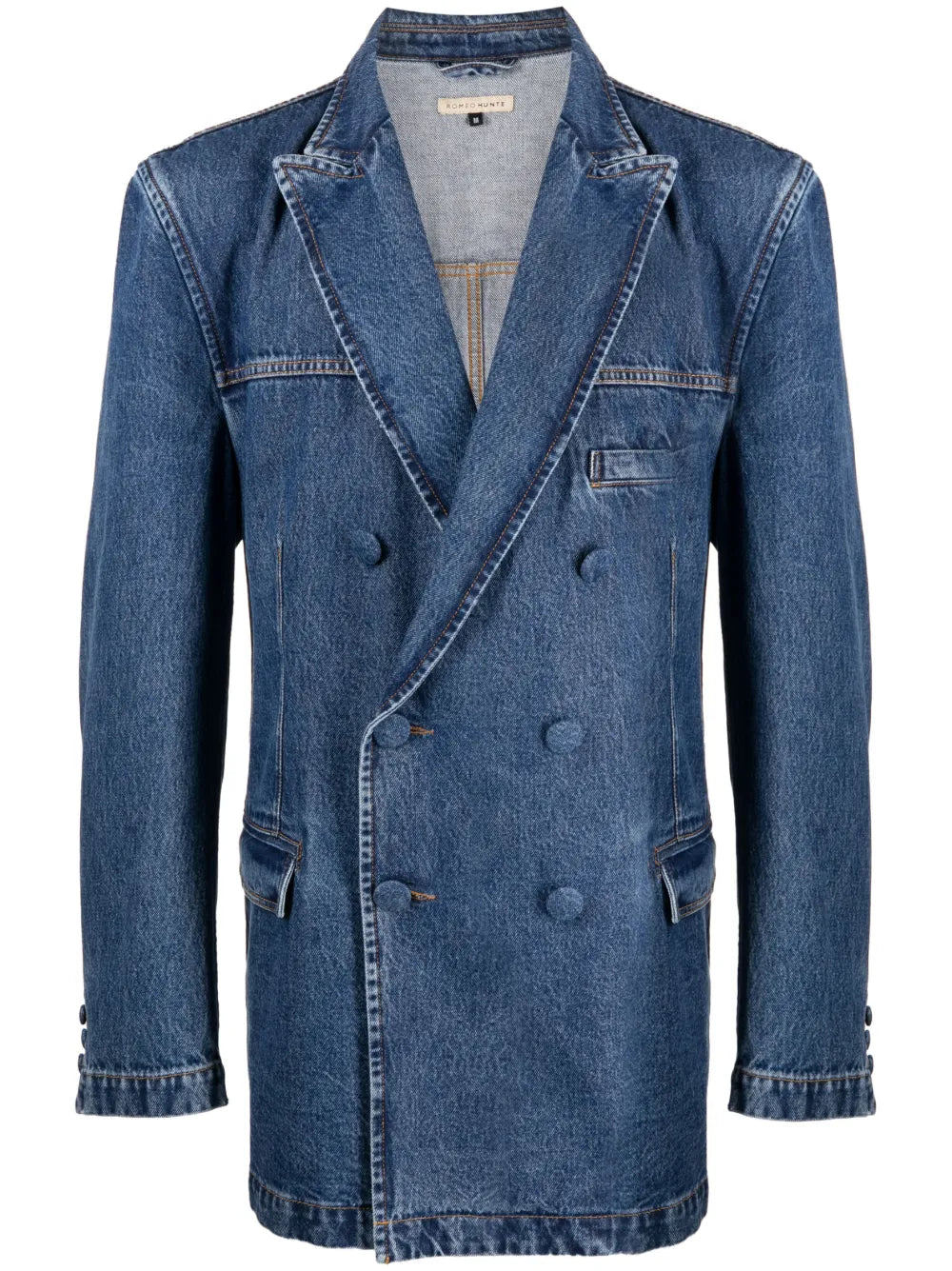 Double-Breasted Denim Blazer