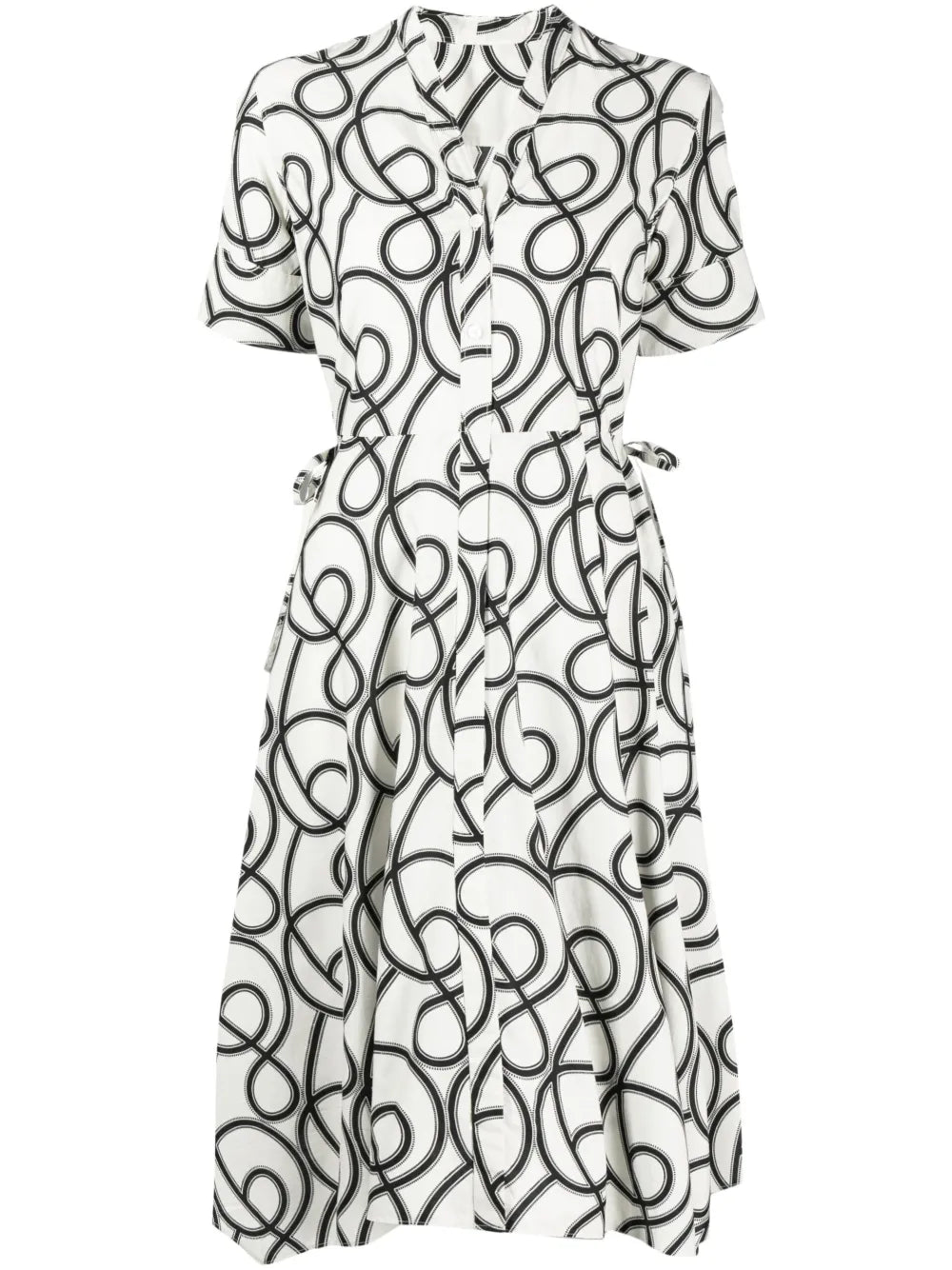 Abstract-Print Pleated Midi Dress