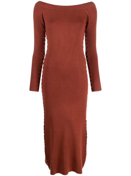 Long-Sleeved Knitted Midi Dress