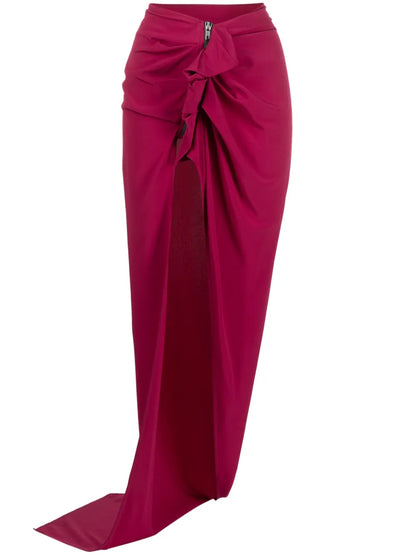 Ruffle-Trim Draped Maxi Skirt