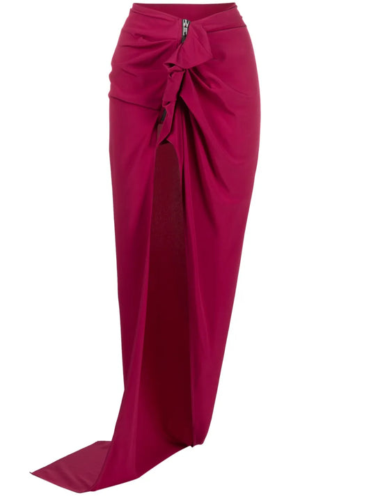 Ruffle-Trim Draped Maxi Skirt