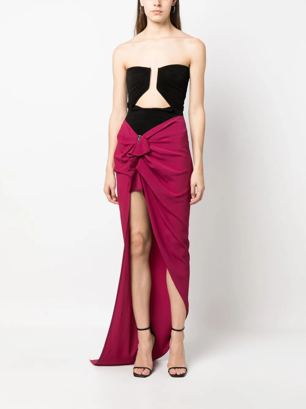 Ruffle-Trim Draped Maxi Skirt