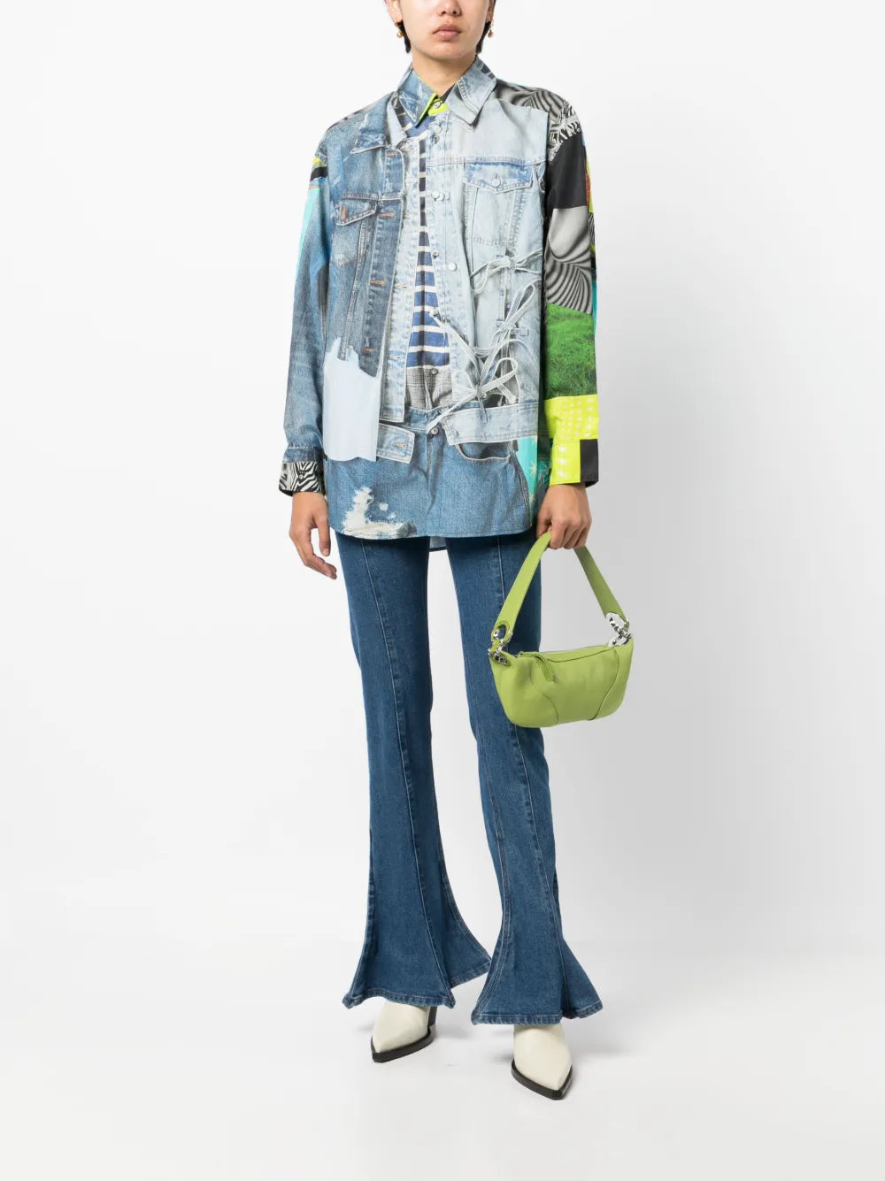 Graphic-Print Panelled Shirt