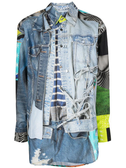 Graphic-Print Panelled Shirt