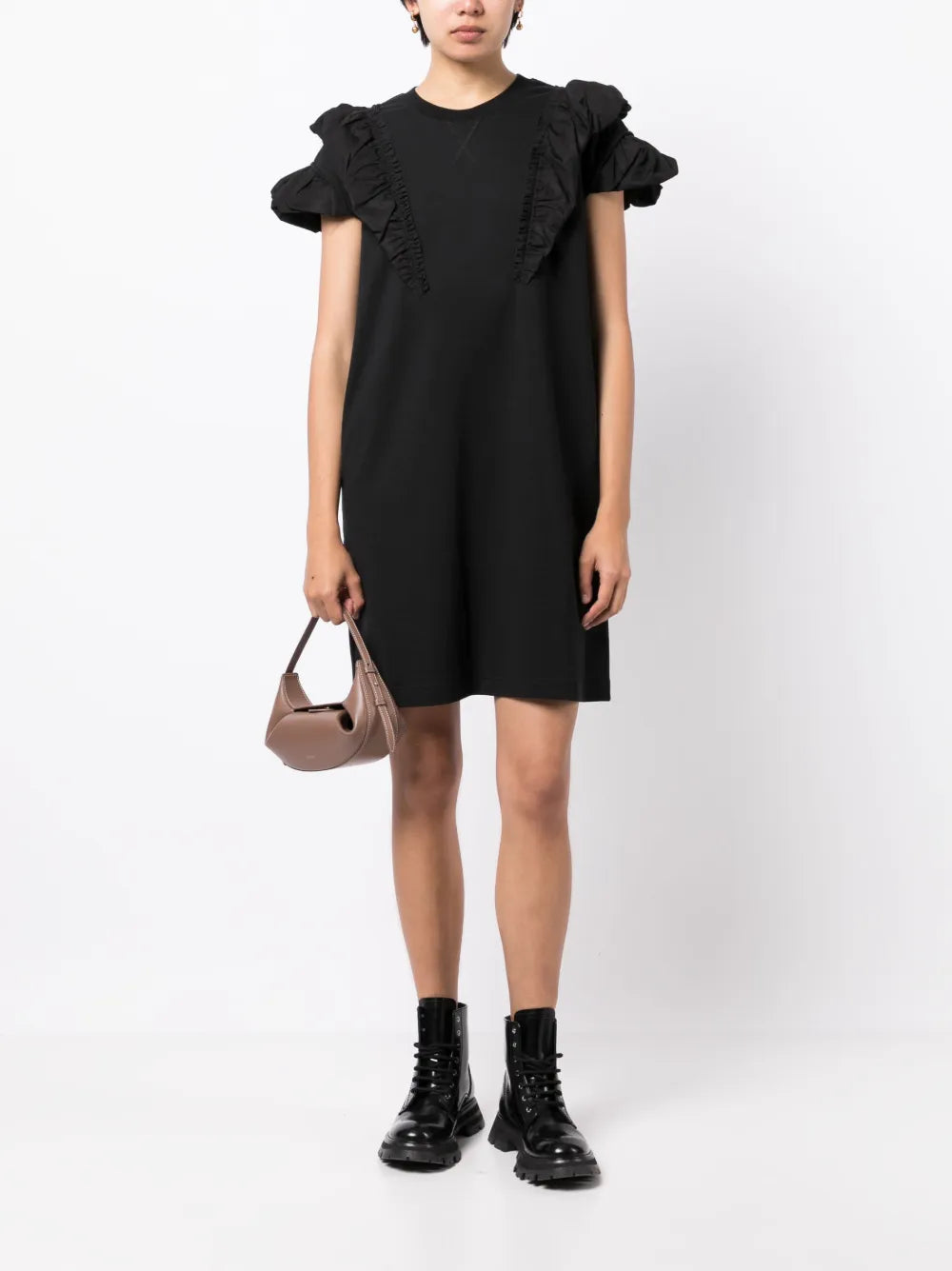 Ruffled-Detailed Short-Sleeved Dress