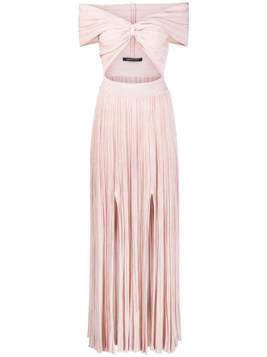 Plissé-Effect Knit Cut-Out Dress