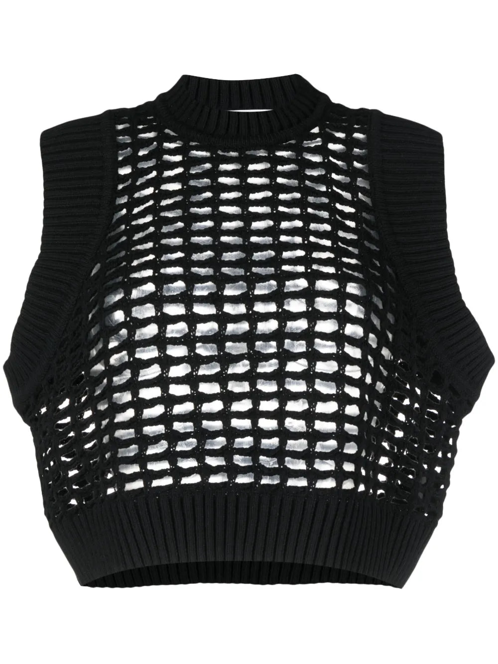 Crew-Neck Mesh Knitted Top