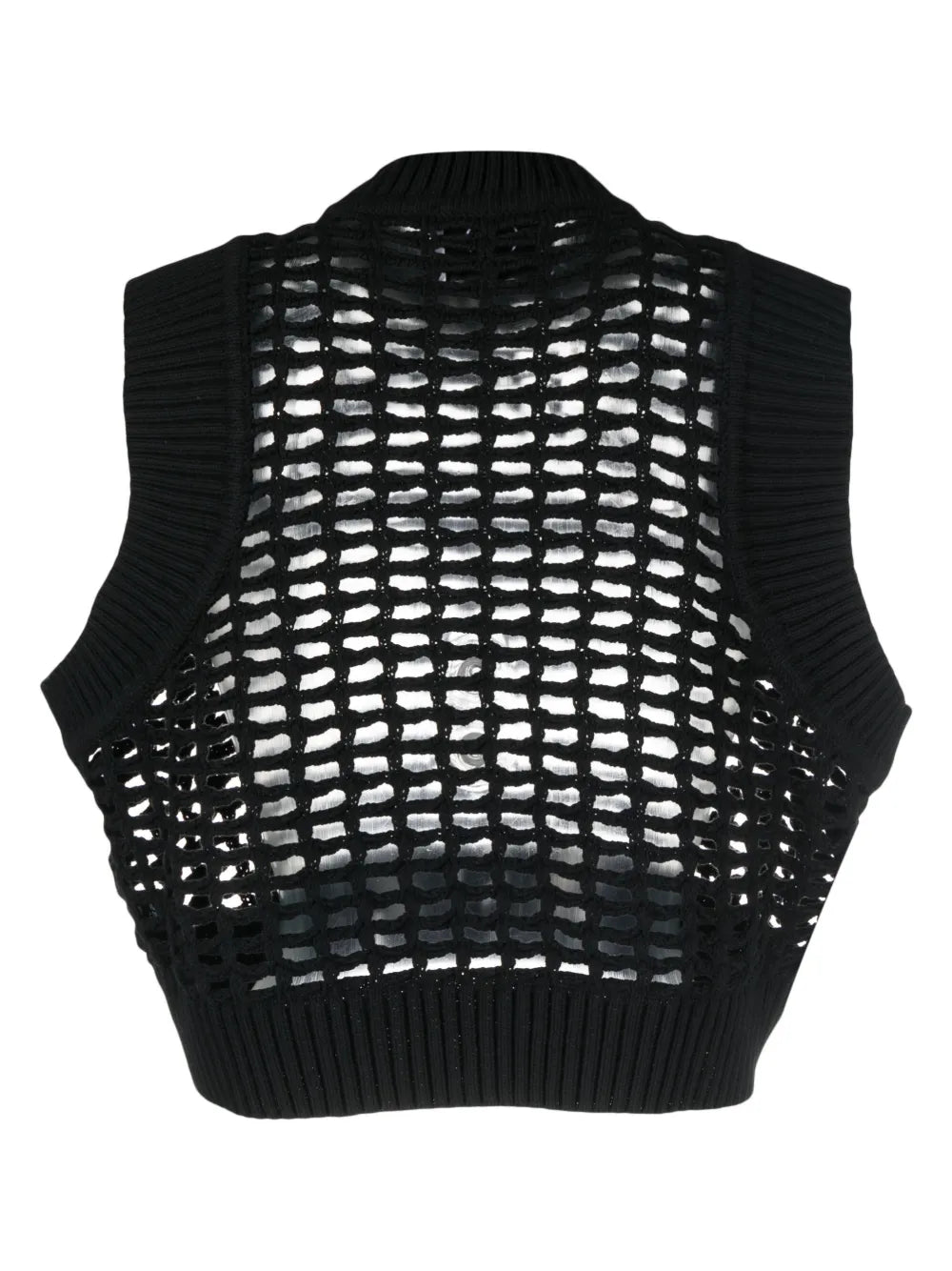 Crew-Neck Mesh Knitted Top