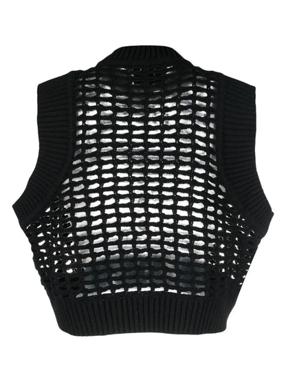 Crew-Neck Mesh Knitted Top