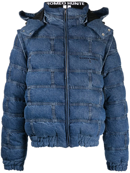 Striped Denim Puffer Jacket