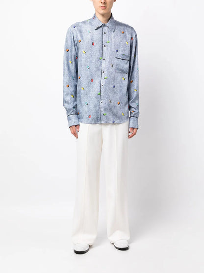 Striped Satin-Silk Shirt