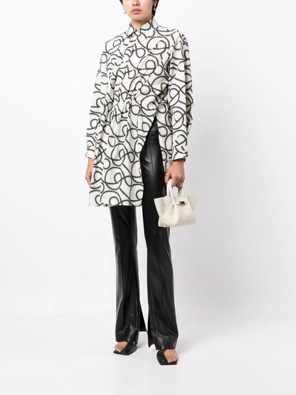 Graphic-Print Long-Sleeved Shirt Dress