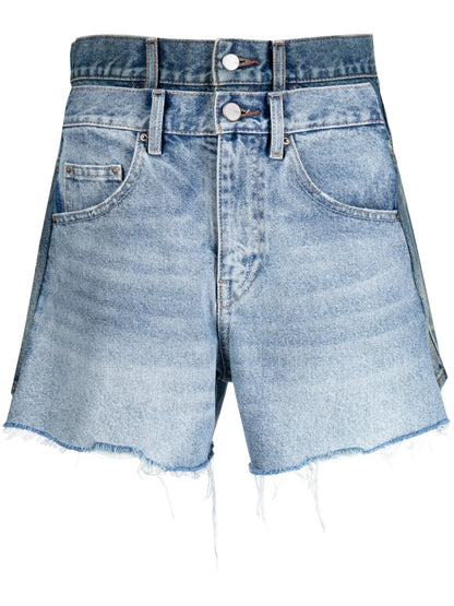 Raw-Cut Asymmetric Denim Shorts