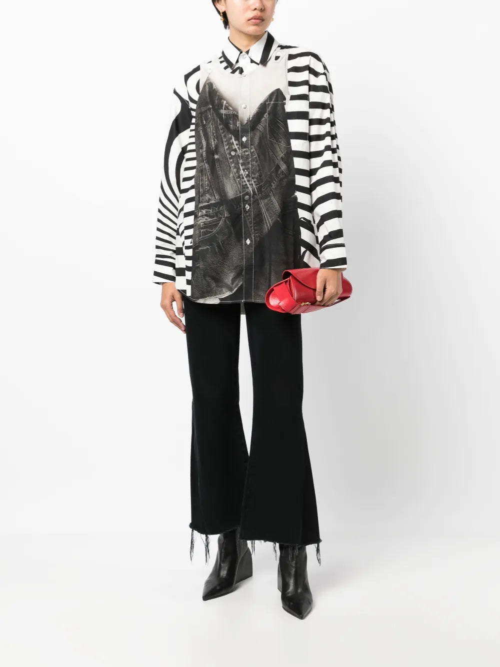 Graphic-Print Panelled Shirt