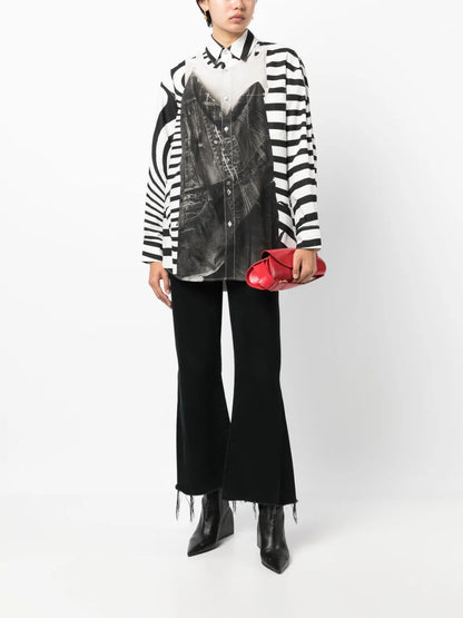 Graphic-Print Panelled Shirt