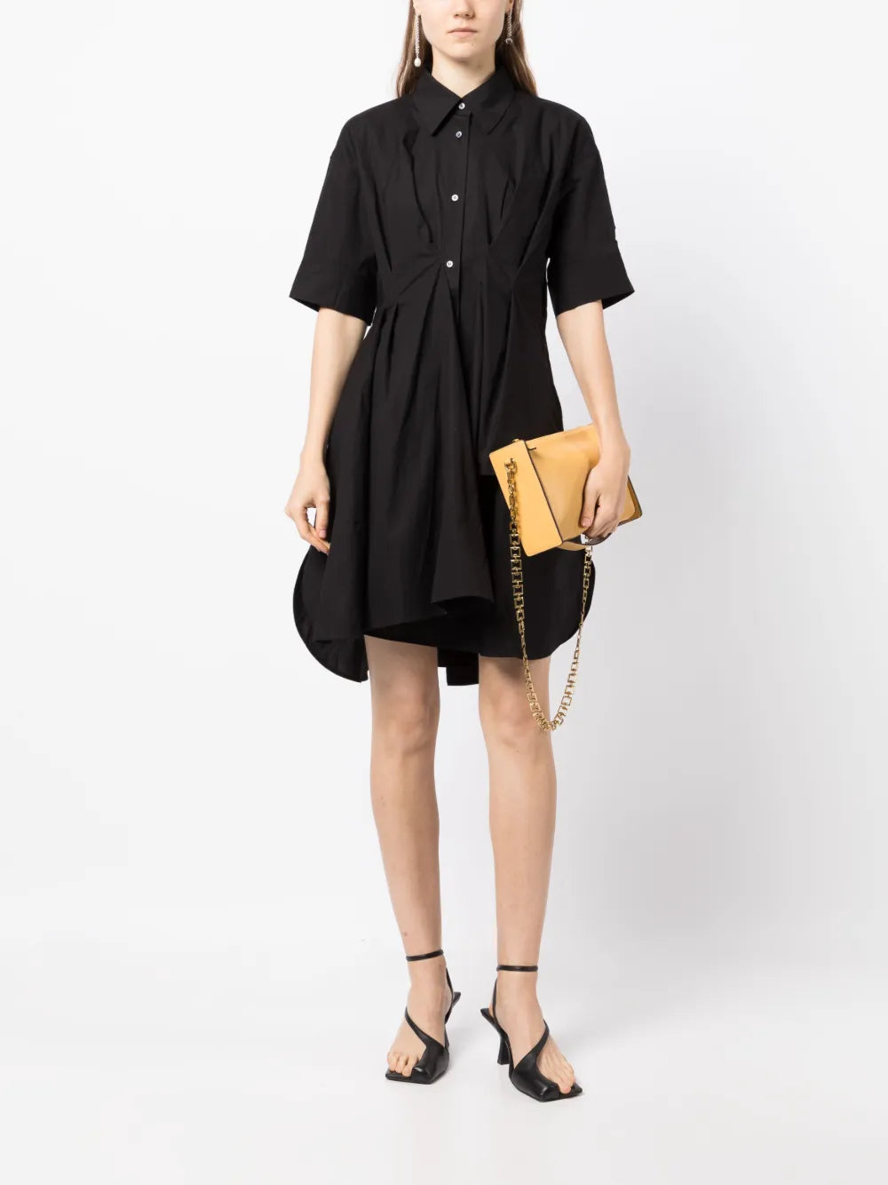 Short-Sleeve Asymmetric Mini Dress