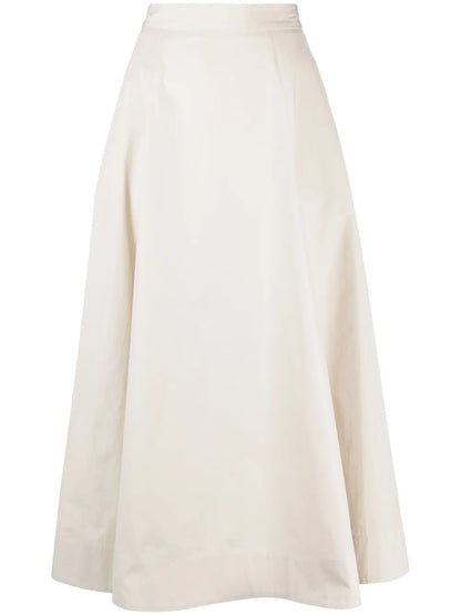 Pleated Cotton Midi Skirt
