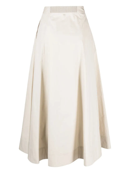 Pleated Cotton Midi Skirt