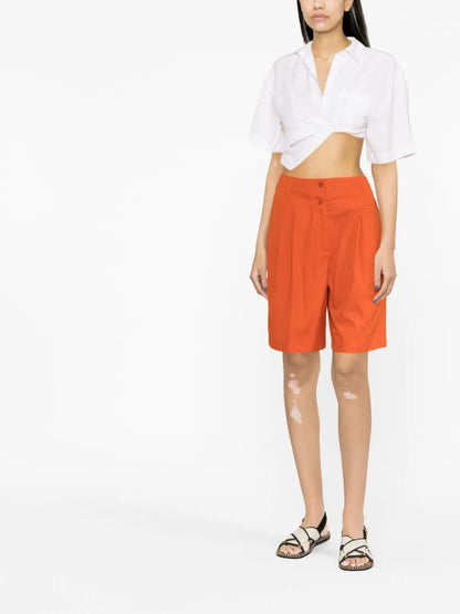 High-Waisted Cotton Shorts