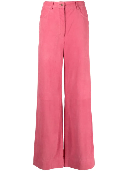 Wide-Leg Suede Trousers