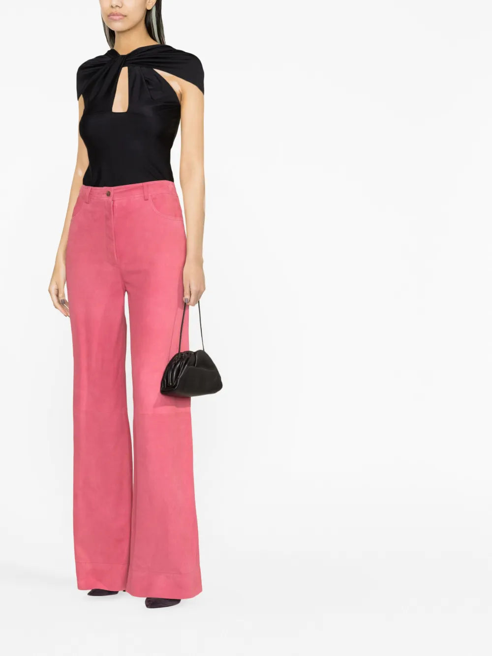 Wide-Leg Suede Trousers