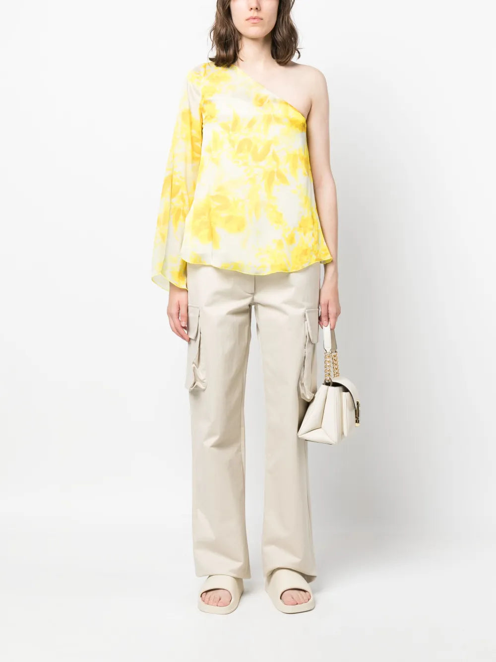One-Sleeve Floral-Print Blouse