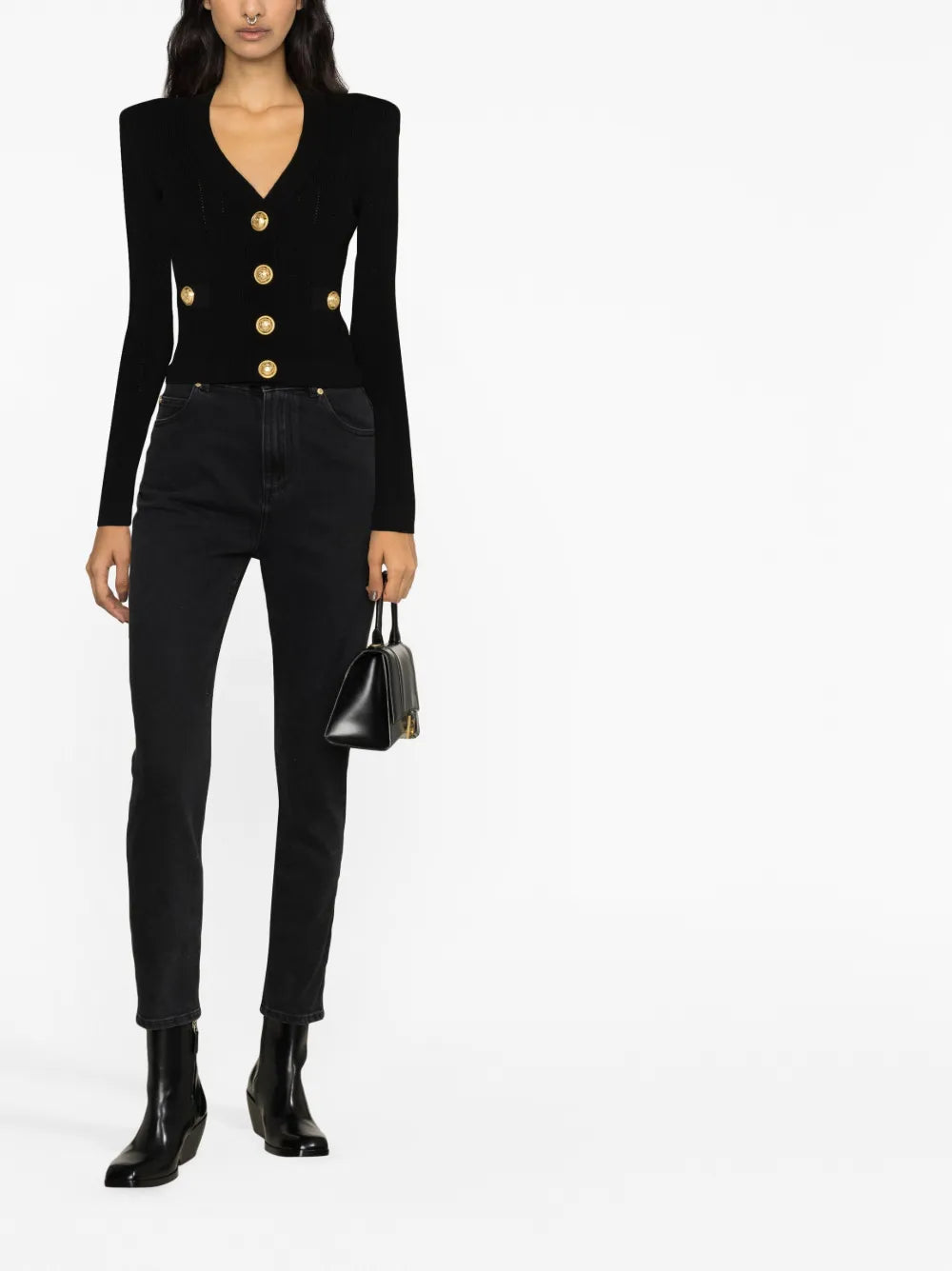 Pointelle-Knit V-Neck Cardigan