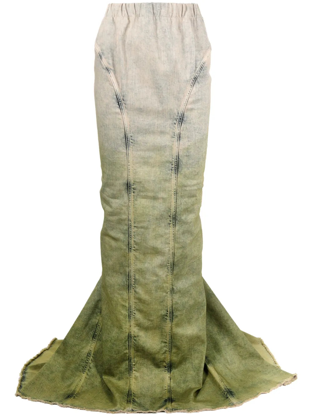 Gradient-Effect Denim Maxi Skirt