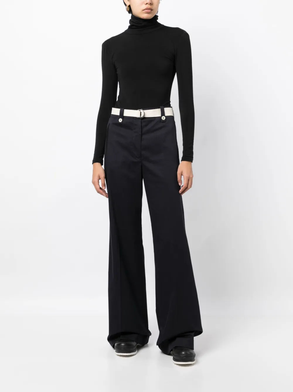 High-Waisted Flared Trousers