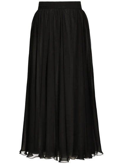 High-Waisted Pleated Midi Skirt
