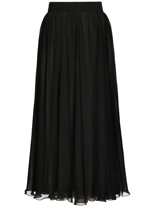 High-Waisted Pleated Midi Skirt