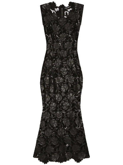 Floral-Lace Midi Dress